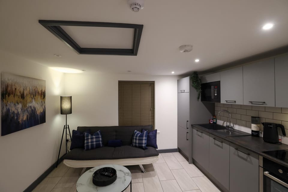 Kitchen or kitchenette, Living room, Seating area
