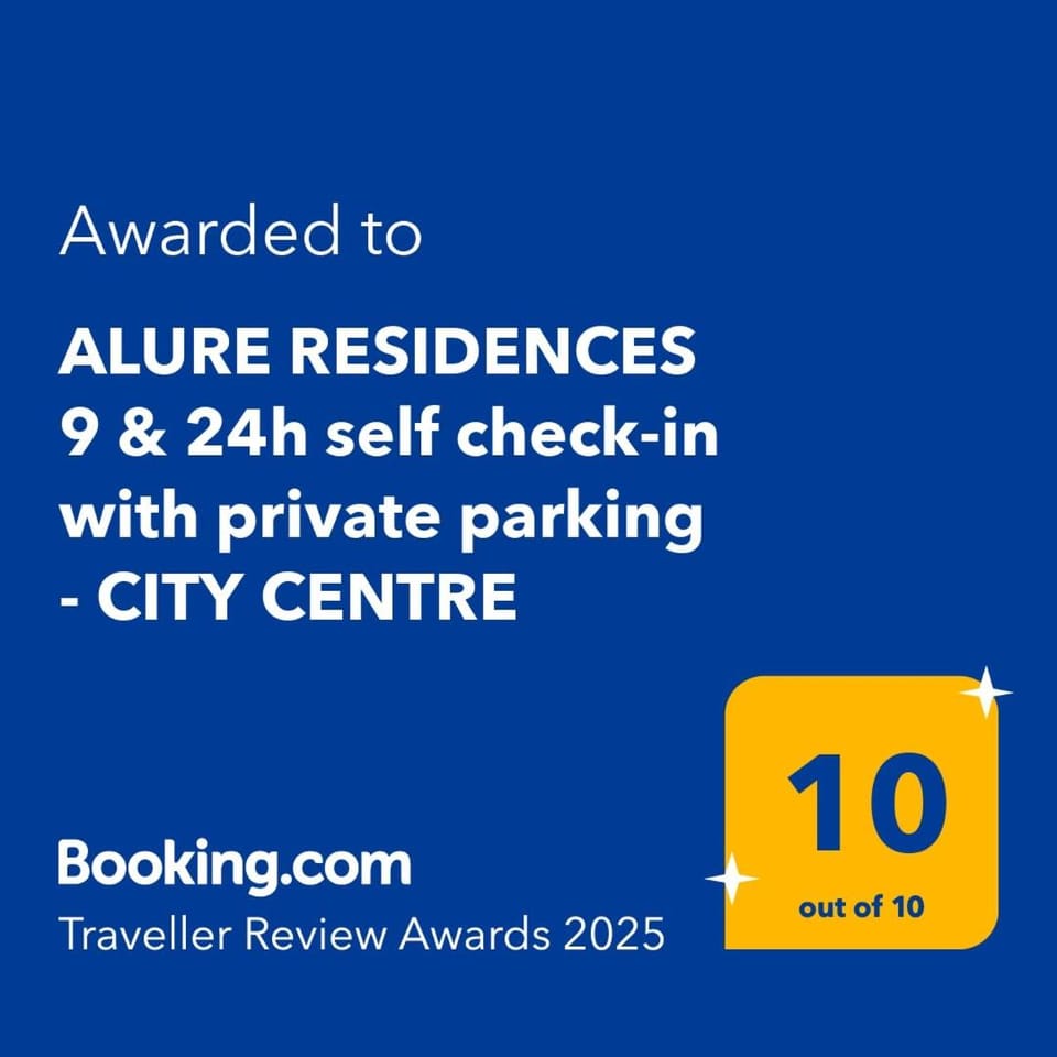 ALURE RESIDENCES 9 & 24h self check-in, private parking in front of the apartment building included, new building, terrace, the apartment building has its own park with a lake and outdoor fitness, children's playground, CITY CENTER Apartment in Slovakia