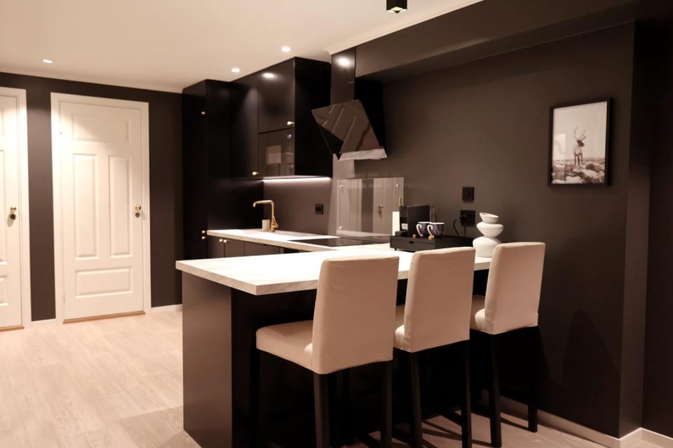 Coffee/tea facilities, Kitchen or kitchenette, Dining area, stove