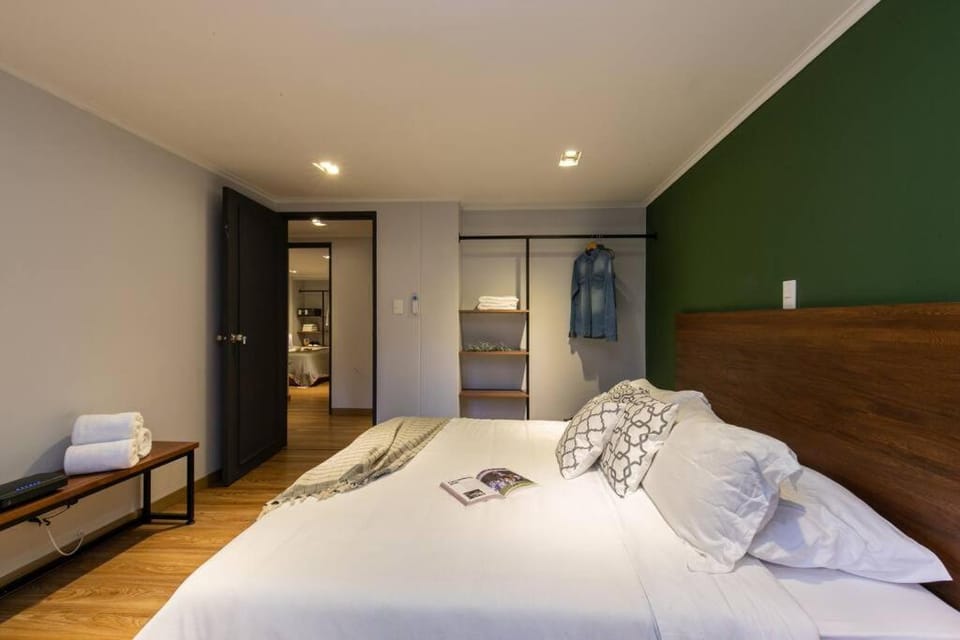Bed, Photo of the whole room, Bedroom, towels, wardrobe, air conditioner