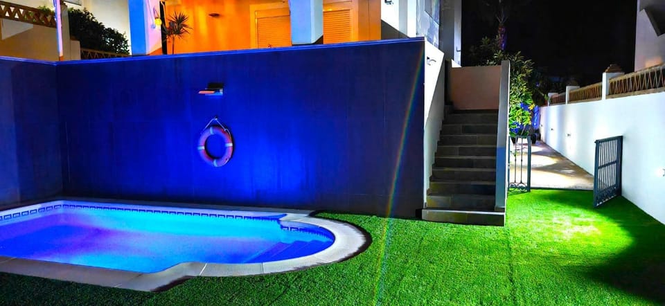 Night, Pool view, Swimming pool, Swimming pool