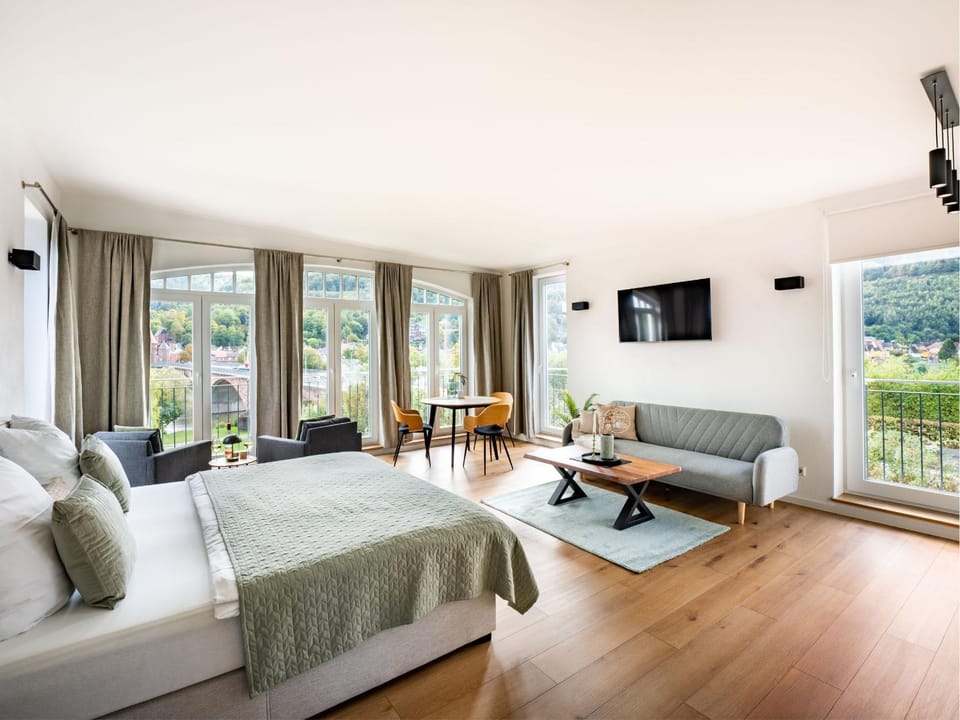Bed, TV and multimedia, View (from property/room), Living room, Seating area