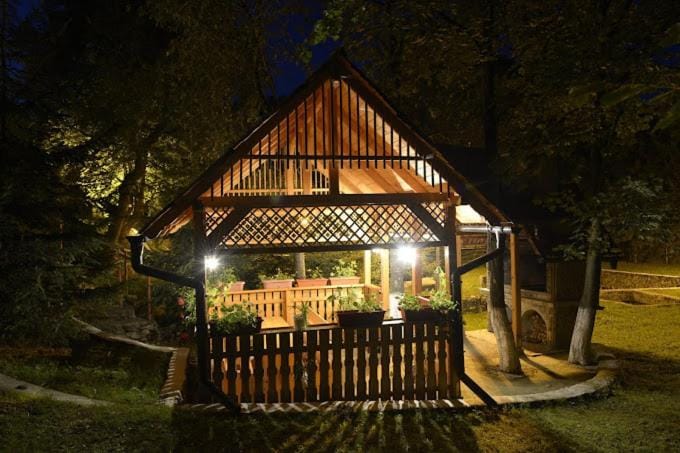 Property building, Night, Garden