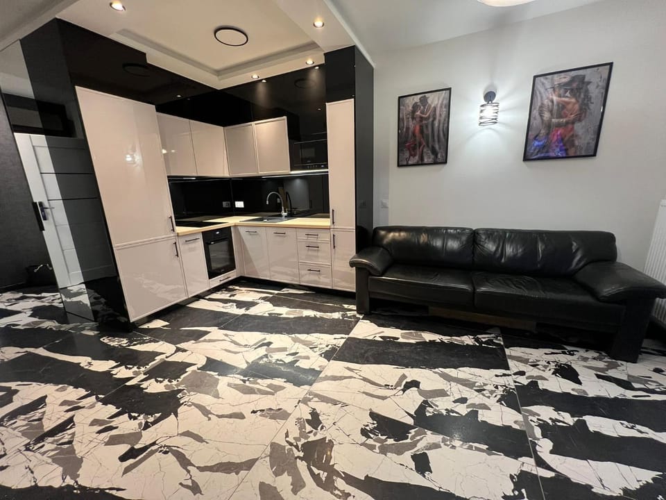 Kitchen or kitchenette, Living room, Seating area