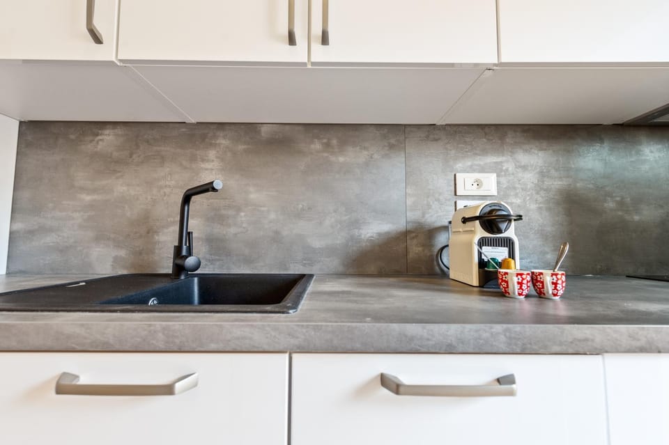 Kitchen or kitchenette, stove