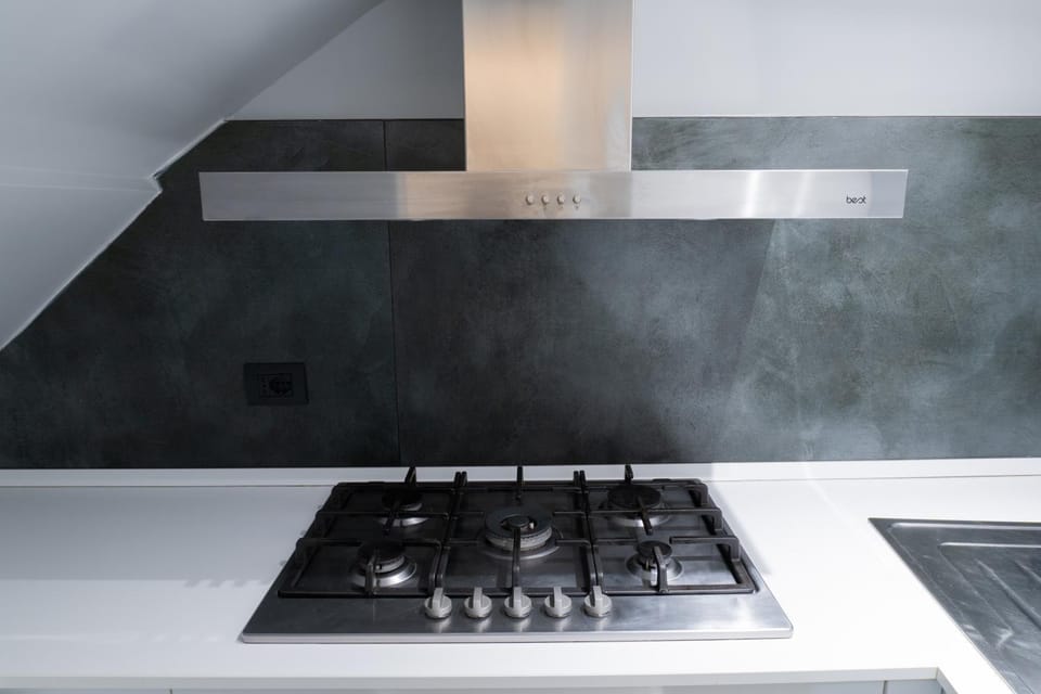 Kitchen or kitchenette, stove