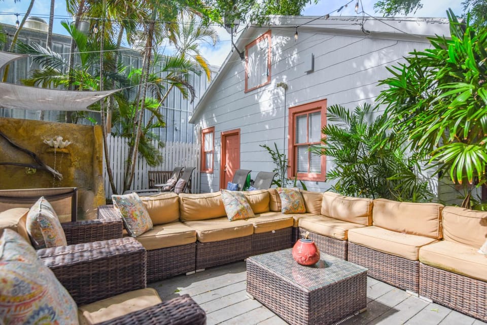 Property building, Patio, Seating area, Garden view