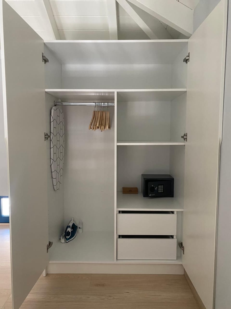 flat iron, safe, wardrobe