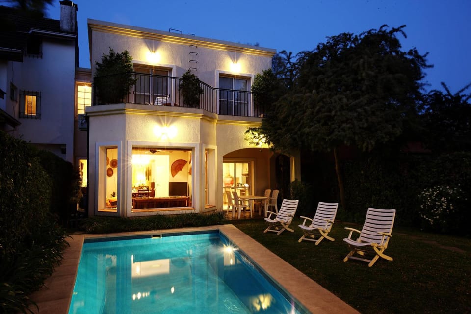 Property building, Night, Swimming pool
