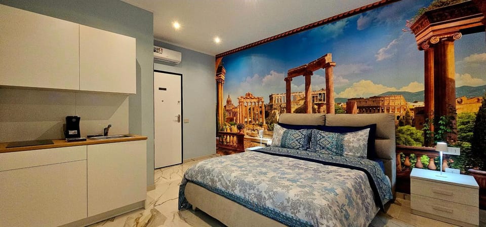 Bed, TV and multimedia, Kitchen or kitchenette, Photo of the whole room, Bedroom, bunk bed, oven, wardrobe