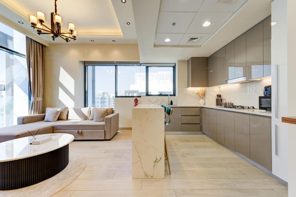 Kitchen or kitchenette, Living room, Seating area