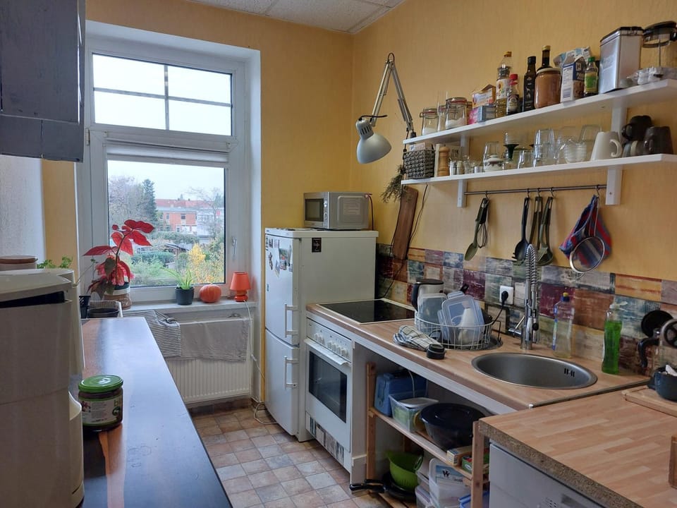 Kitchen or kitchenette, dishwasher, oven, stove