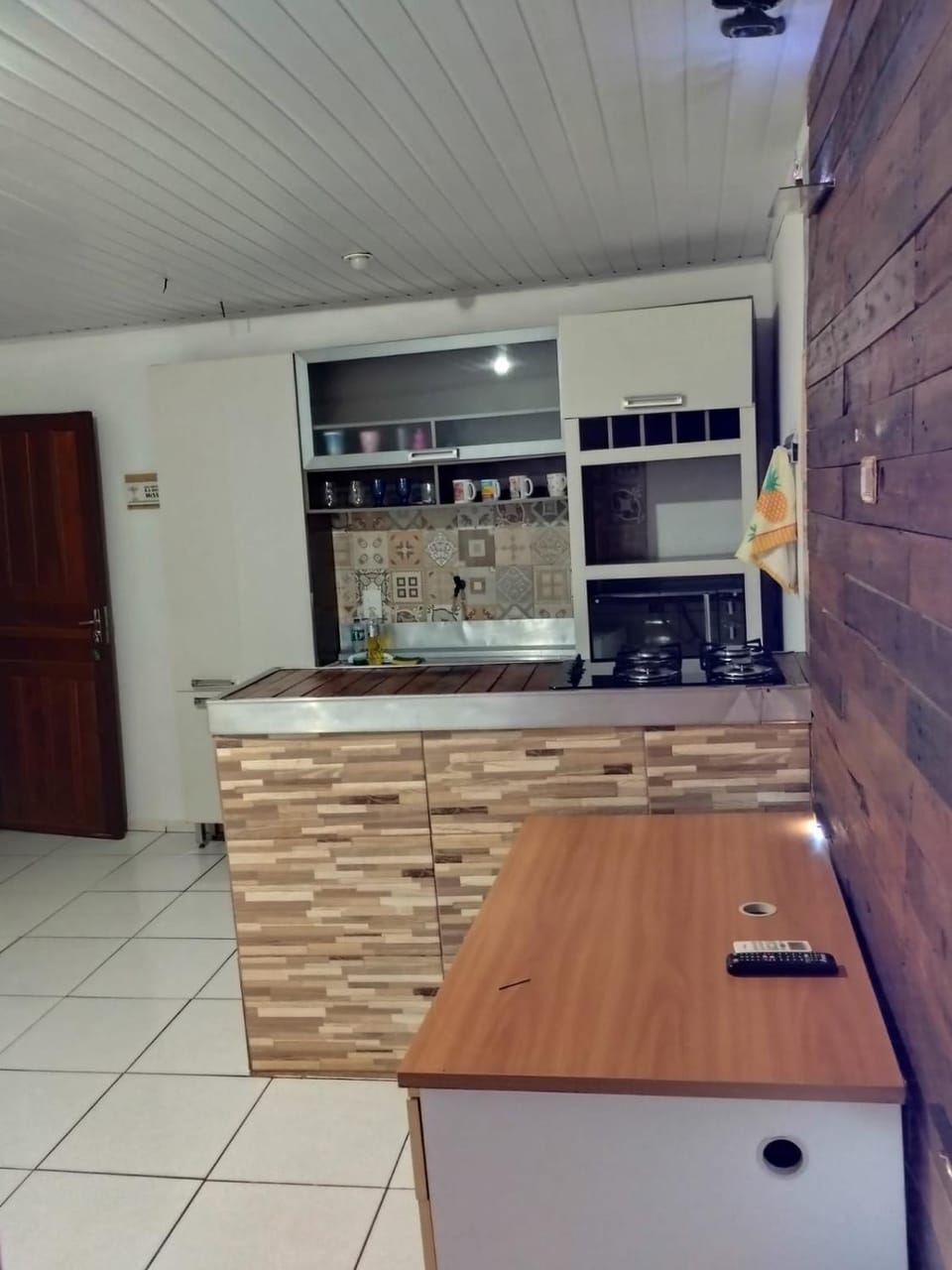 Kitchen or kitchenette, stove