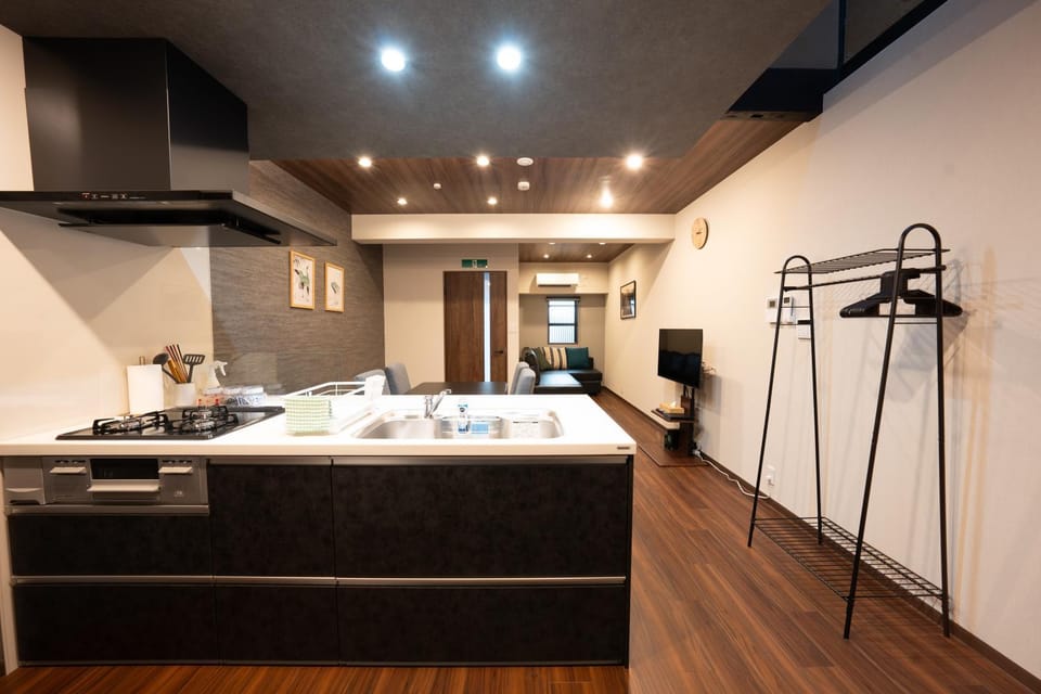Kitchen or kitchenette, Living room, stove, wardrobe