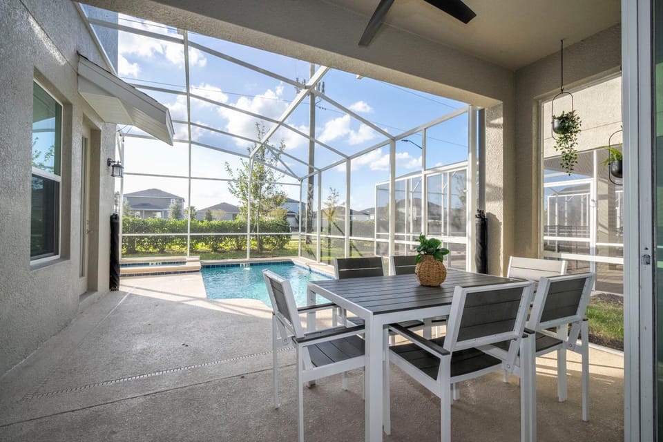 Patio, Seating area, Pool view