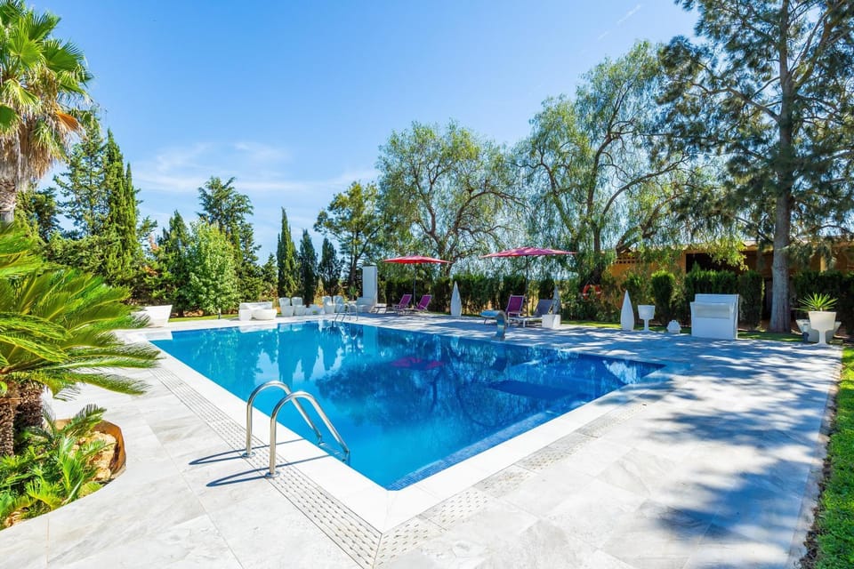 Property building, Living room, Swimming pool
