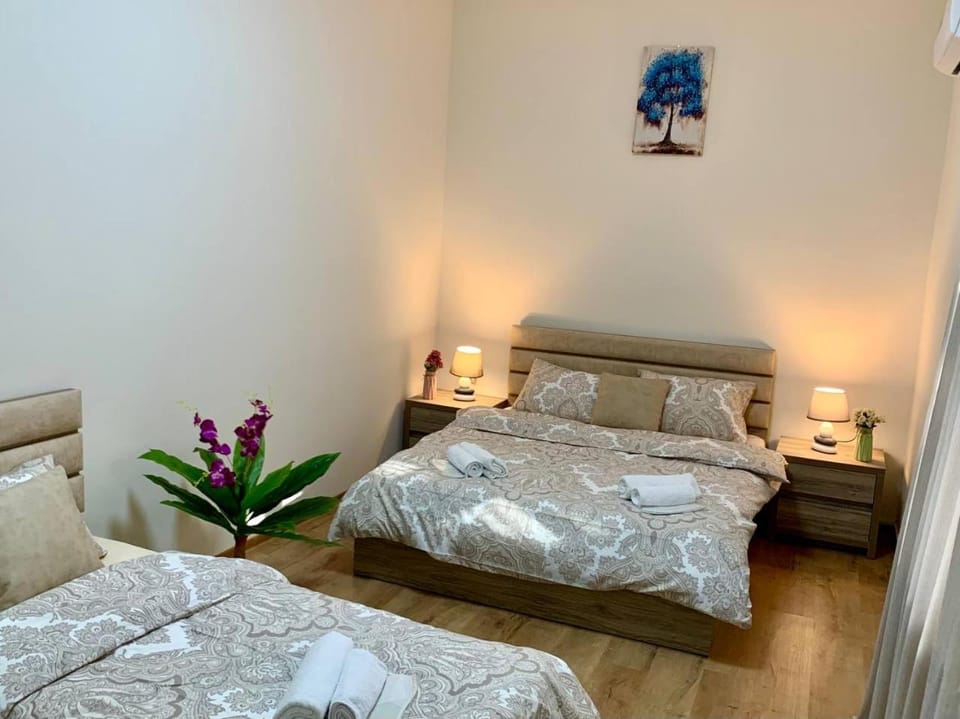 Bedroom, towels, towels, air conditioner, air conditioner