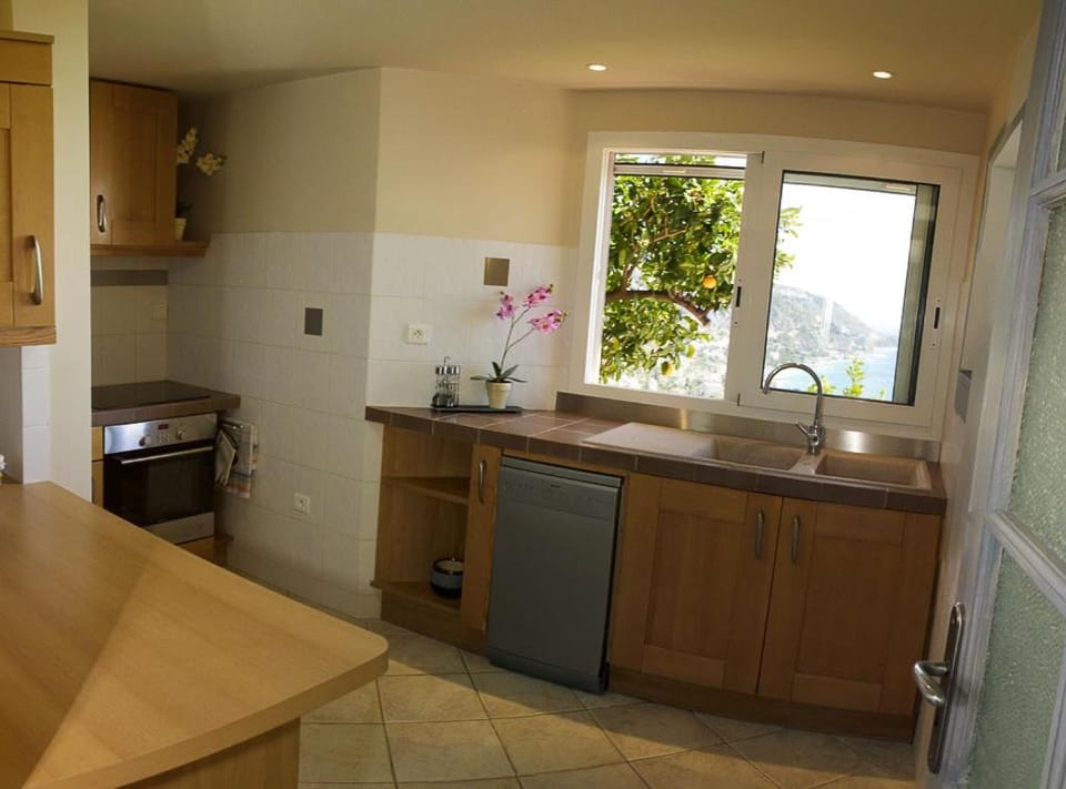 Kitchen or kitchenette, Garden view, Sea view