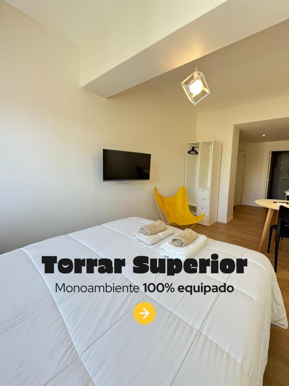 Bed, Property logo or sign, TV and multimedia, Photo of the whole room, Text overlay