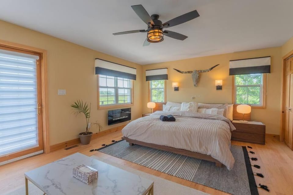 Bedroom, fireplace