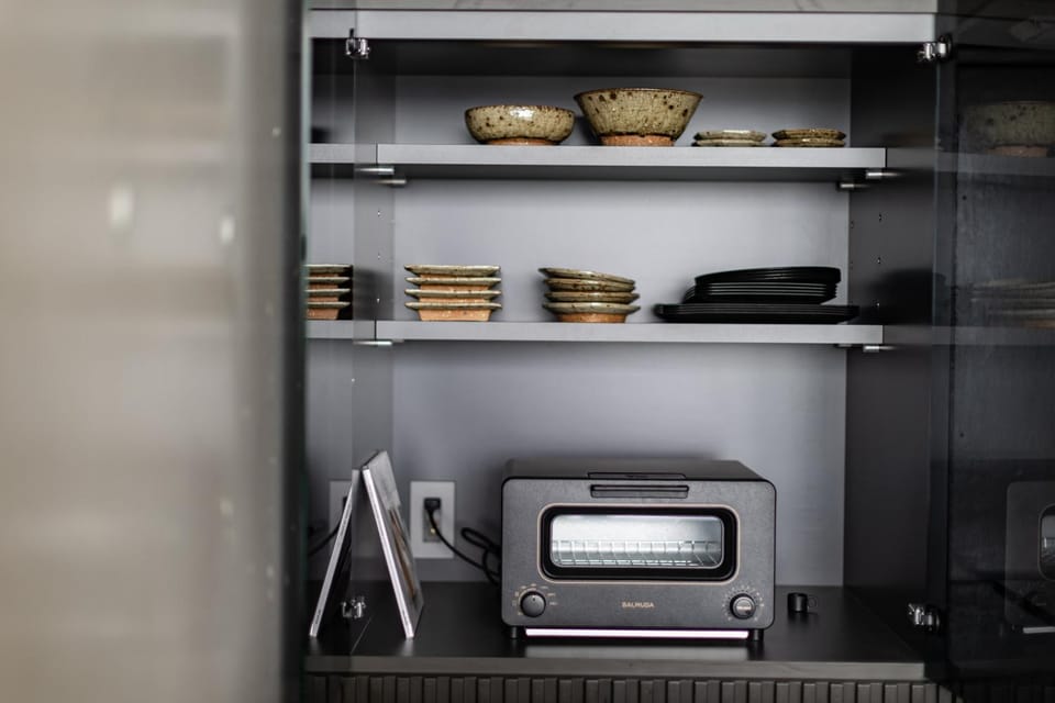 Kitchen or kitchenette, toaster