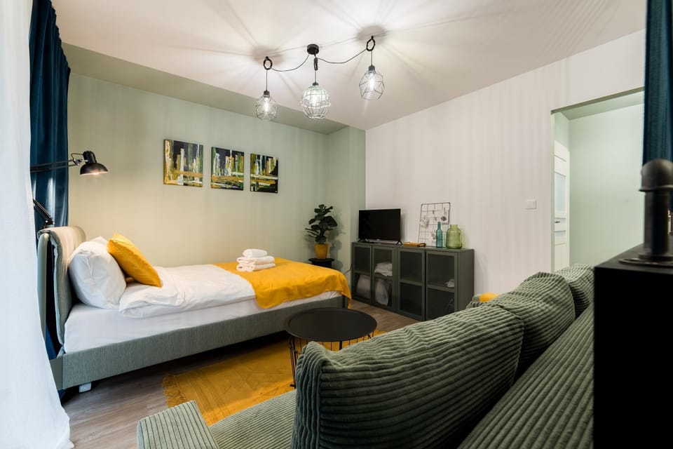 Bed, Living room, Photo of the whole room, Seating area, Bedroom