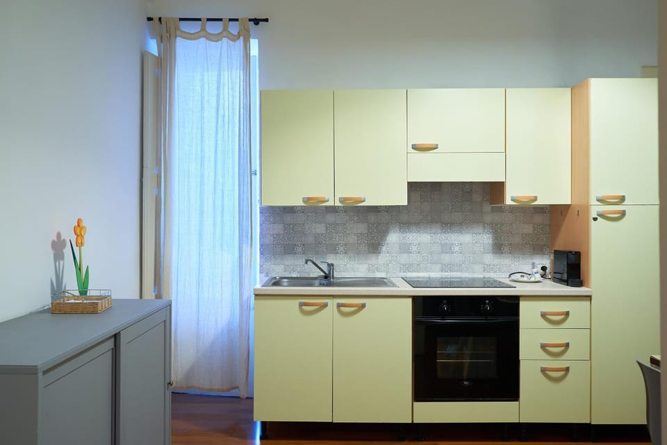 Kitchen or kitchenette, oven, stove