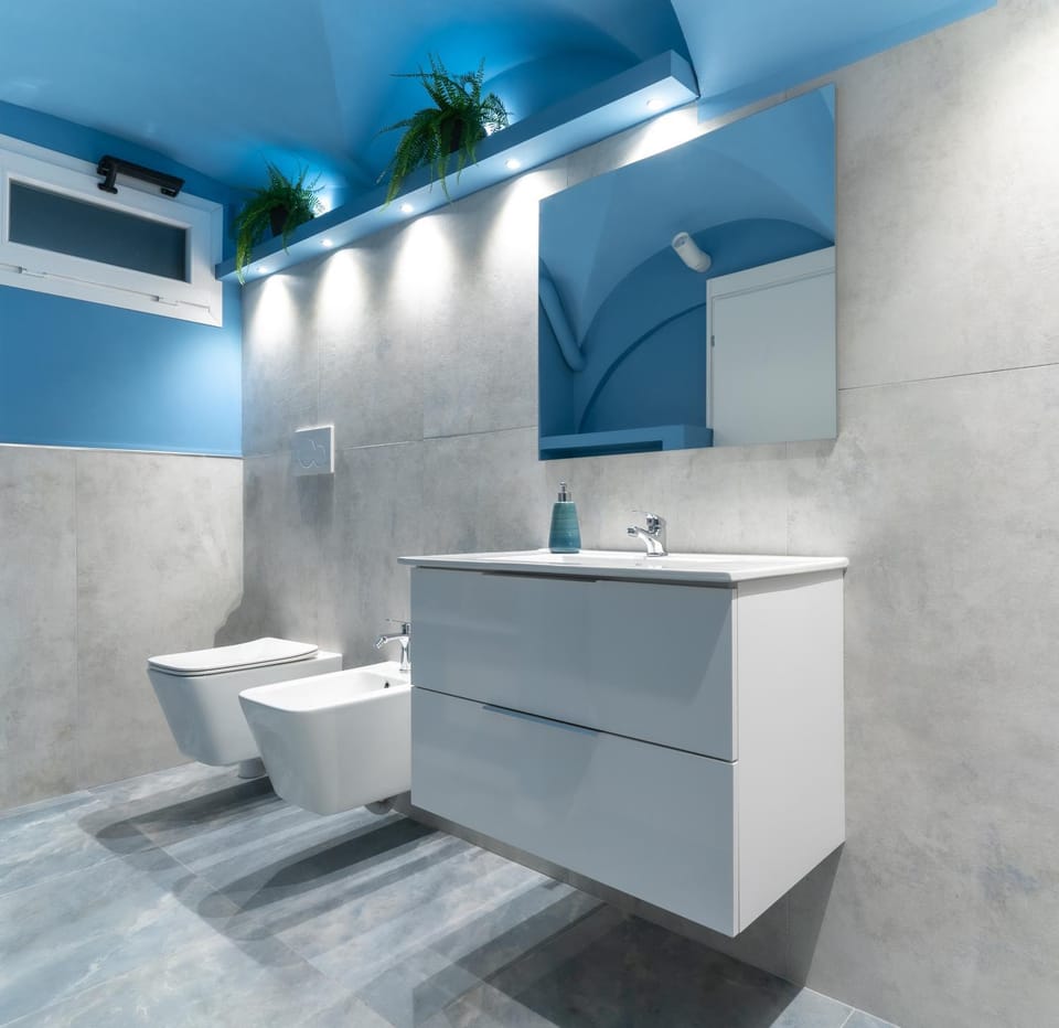 Toilet, Bathroom, bidet, bidet, hair dryier, towels, towels
