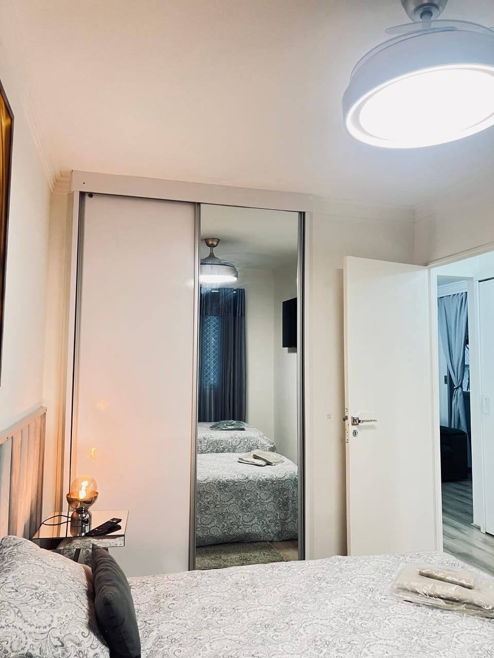 Bed, Photo of the whole room, Bedroom, towels, wardrobe
