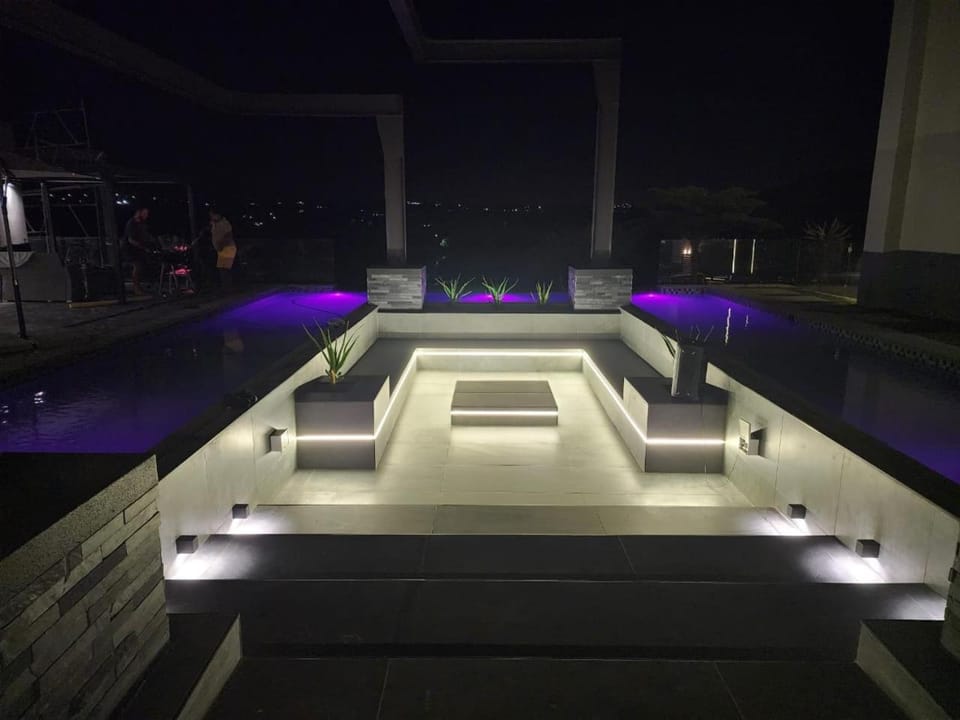 Night, Pool view, Swimming pool