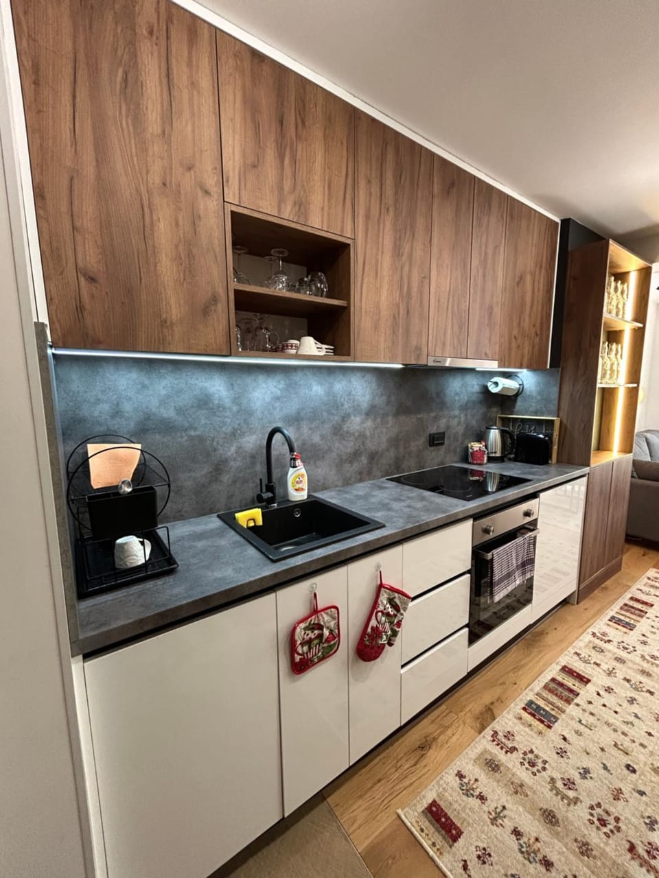 Kitchen or kitchenette, minibar, oven