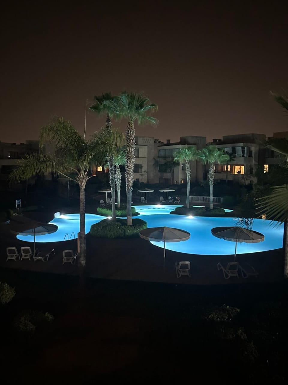 Night, Pool view, Swimming pool