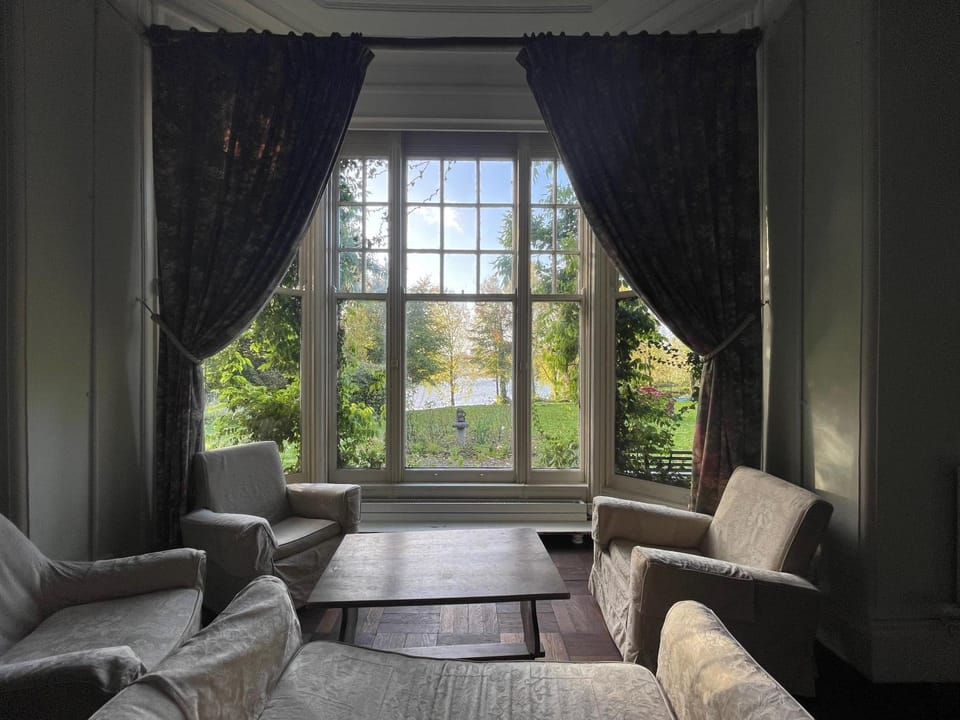 Living room, Seating area, Garden view