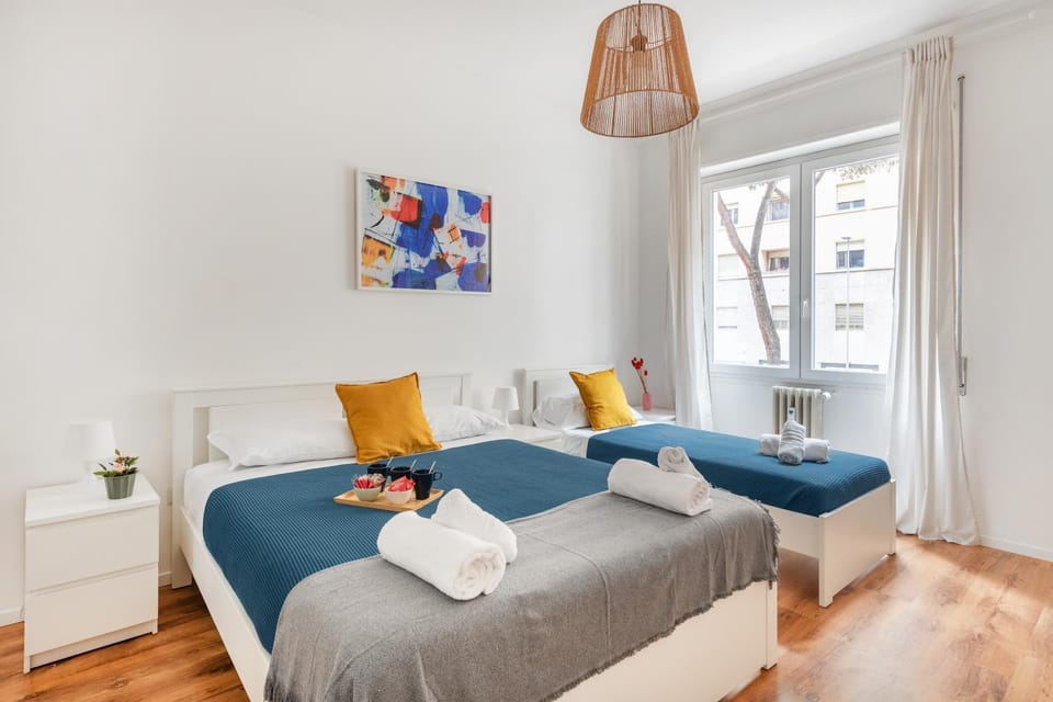 Bed, Photo of the whole room, Bedroom, towels, wardrobe, air conditioner, air conditioner