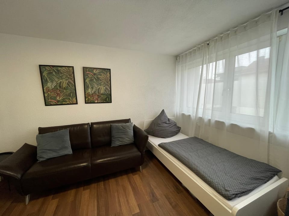 Bed, Living room, Photo of the whole room, Seating area, Bedroom