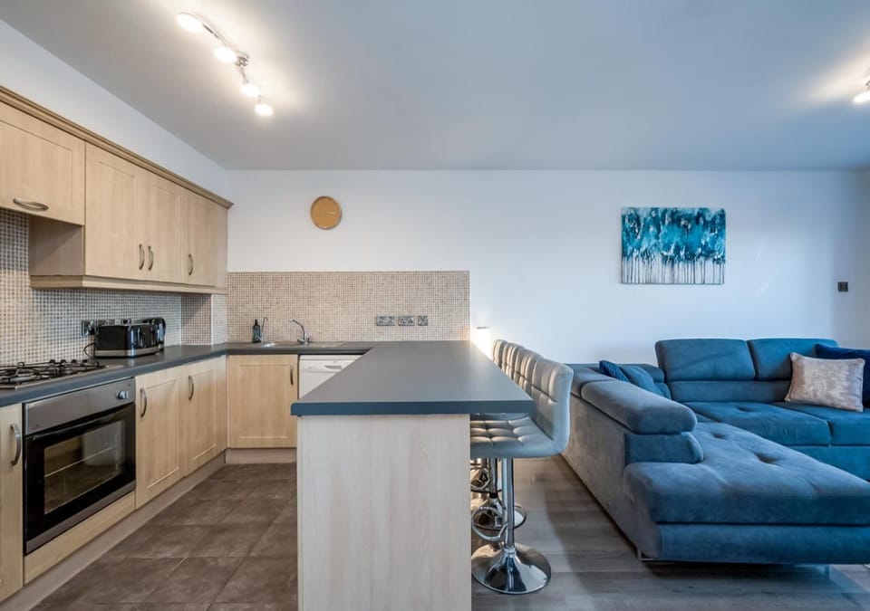 Kitchen or kitchenette, Living room, Dining area, dishwasher, stove