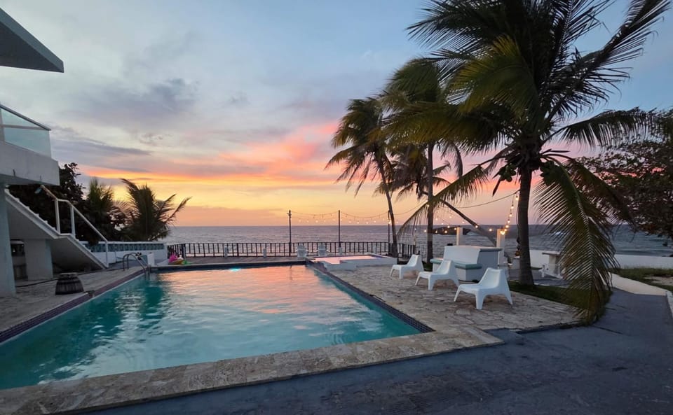 Pool view, Sea view, Swimming pool, Sunset