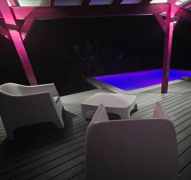 Night, Balcony/Terrace, Swimming pool