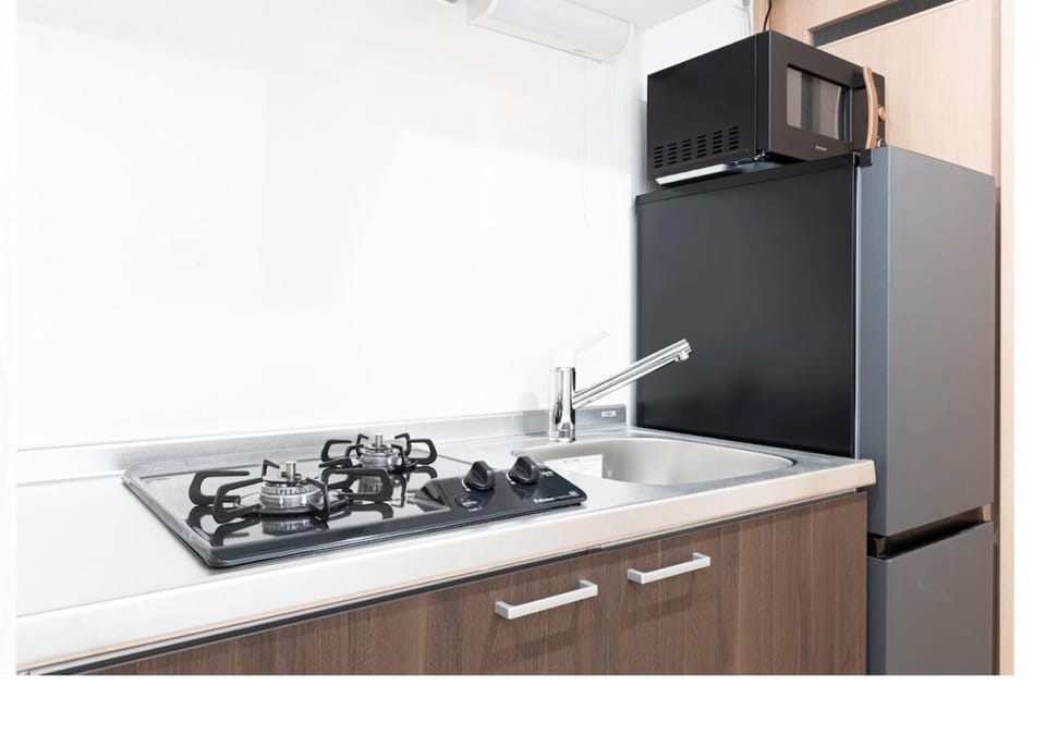 Kitchen or kitchenette, stove
