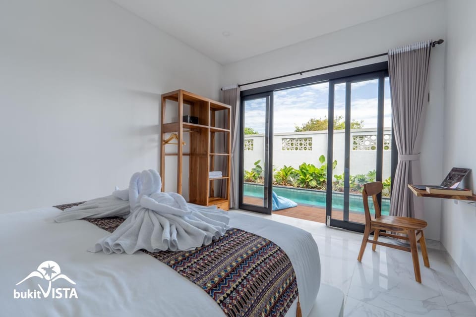 Bed, Bedroom, Pool view