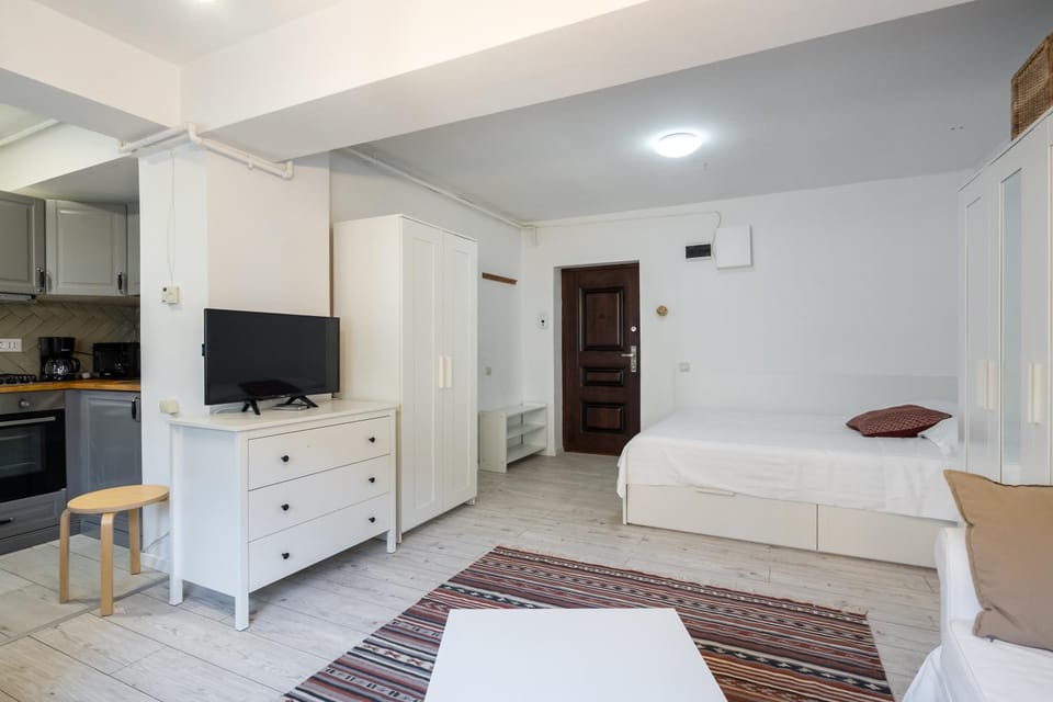 Communal lounge/ TV room, Bed, TV and multimedia, Living room, Photo of the whole room, Seating area, Evening entertainment, Bedroom, oven, wardrobe