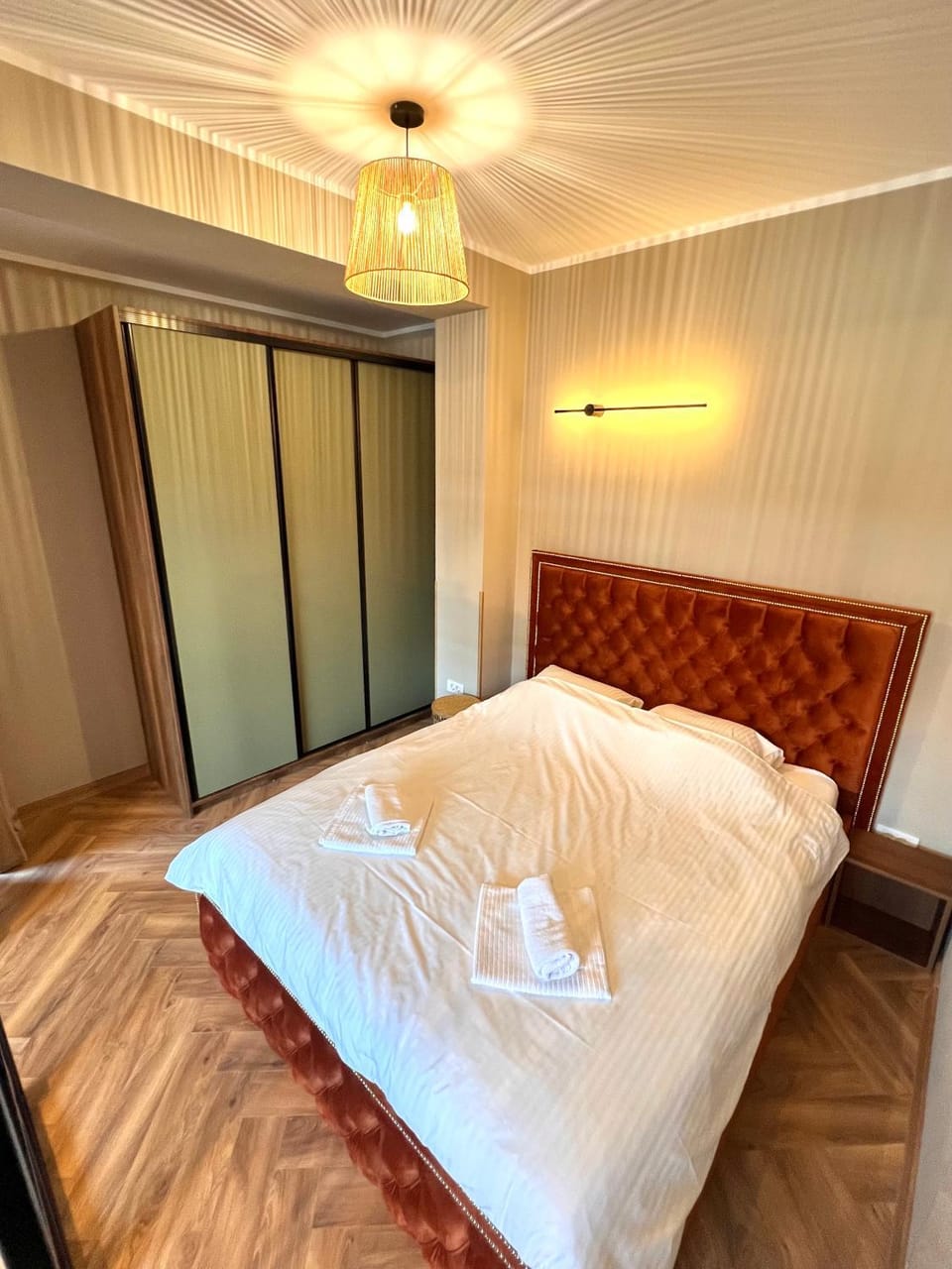 Bed, Photo of the whole room, Bedroom, towels, wardrobe