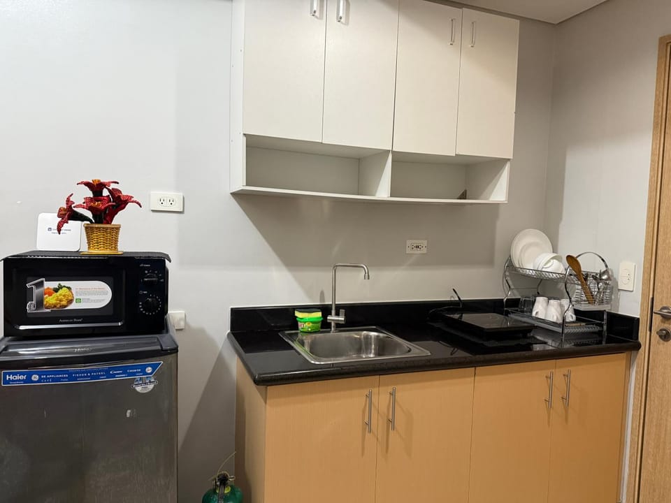 Kitchen or kitchenette, dishwasher, microwave