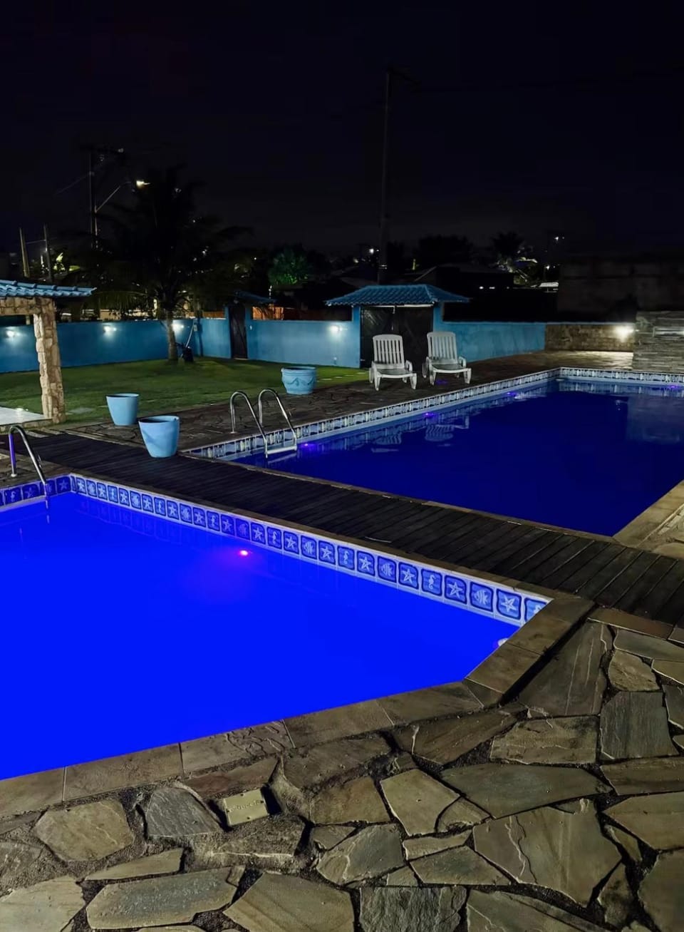 Night, Pool view, Swimming pool