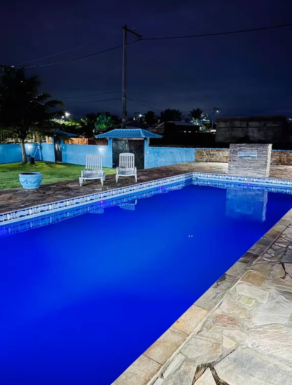 Night, Pool view, Swimming pool