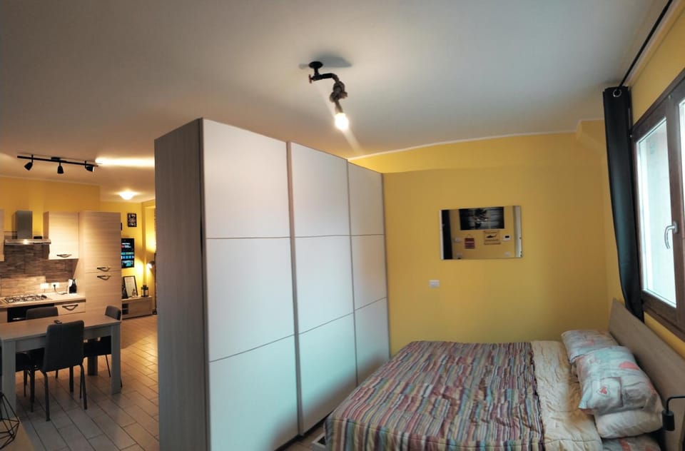 Bed, TV and multimedia, Kitchen or kitchenette, Living room, Photo of the whole room, Bedroom, wardrobe