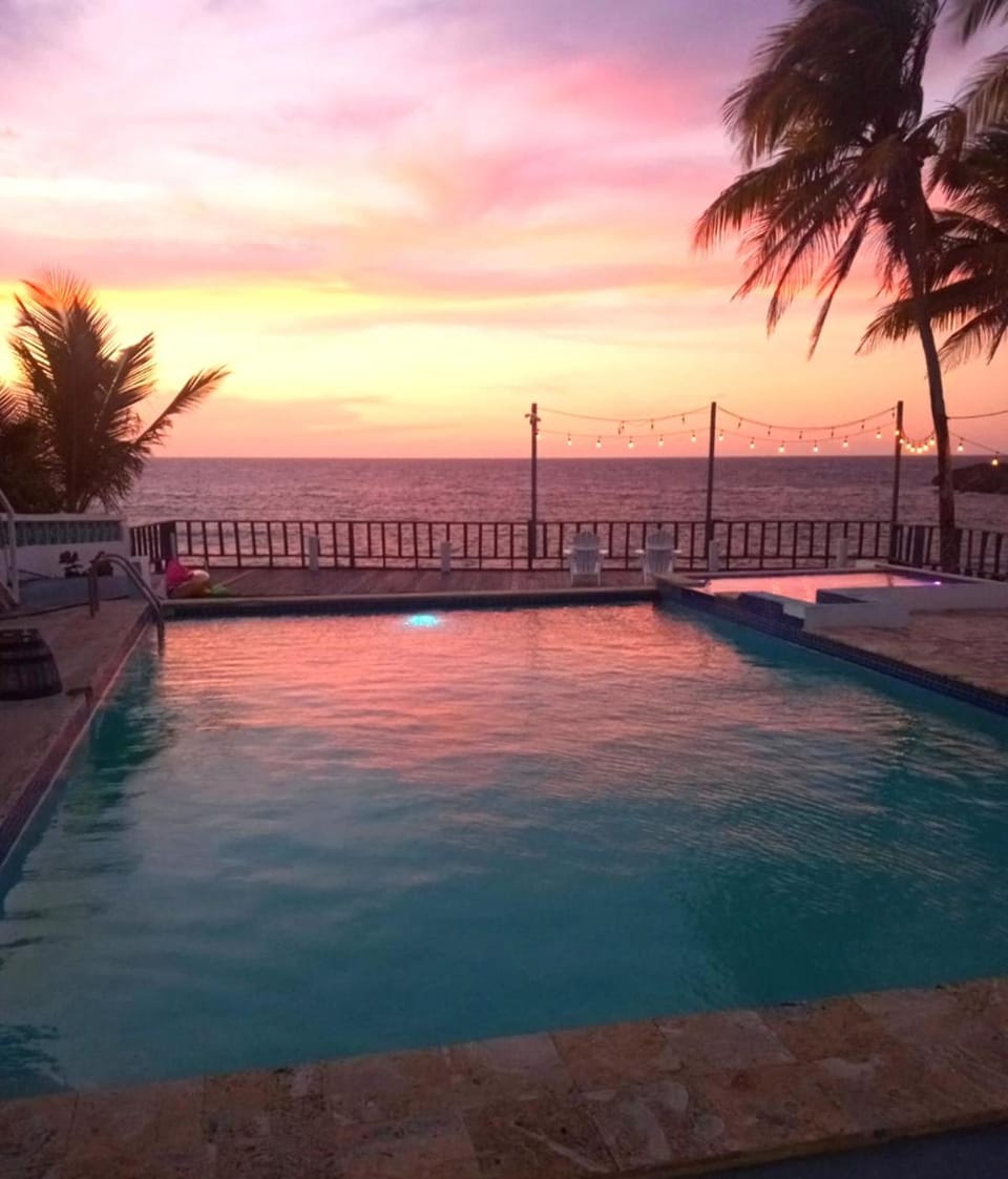 Swimming pool, Sunrise, Sunset