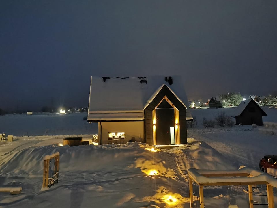 Property building, Night, Winter