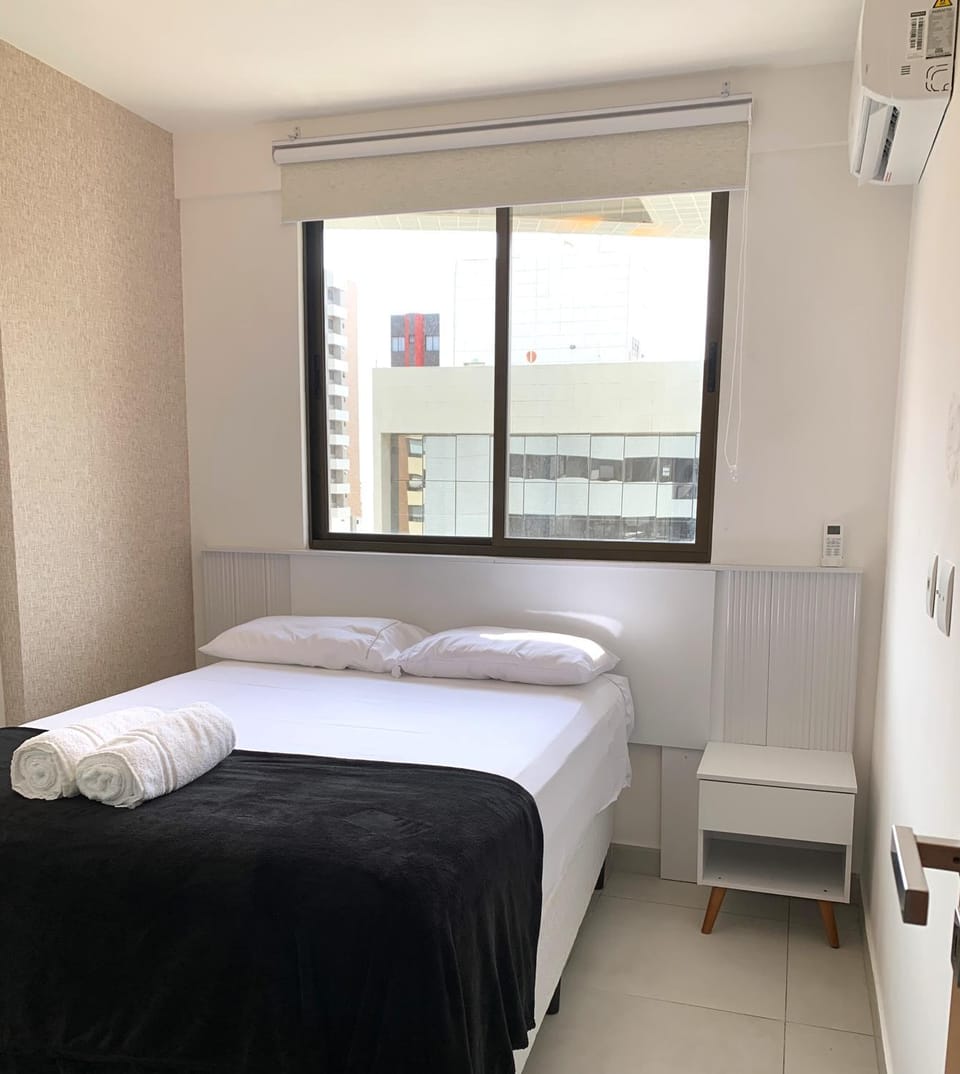 Bed, Photo of the whole room, Bedroom, towels, air conditioner