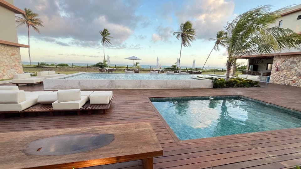 Patio, Pool view, Sea view, sunbed
